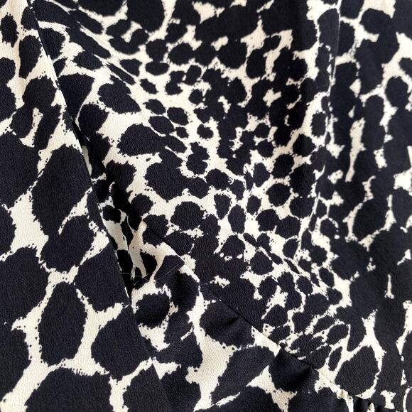 Leopard Animal Print Midi Wrap Dress Womens S Ruffle Hem Sleeveless Fall Neutral - Picture 12 of 14